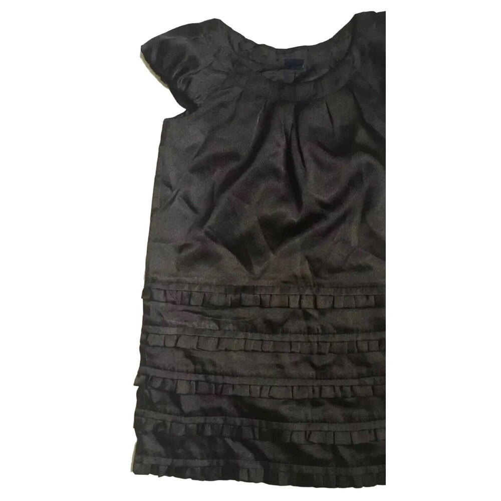 Gap Kids Girls Short Sleeve Formal Dress Party Black Satin Ruffle XS 4-5